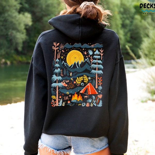 Camping Hoodie, Adventure Sweatshirt, Nature Lover Gift For Camper, Family Outdoor Camp Life Shirt Hiking Pullover Jumper, Campfire Clothing