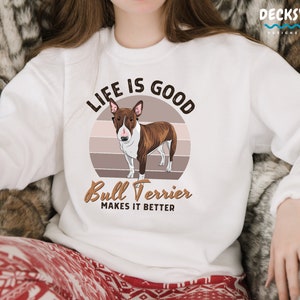 Bull Terrier Shirt Gift, Dog Mom Sweatshirt, Terrier Dogs Dad Hoodie, Retro Dog T-Shirt, Dog Lover Gift, Bull Terrier Dog Adoption Gift