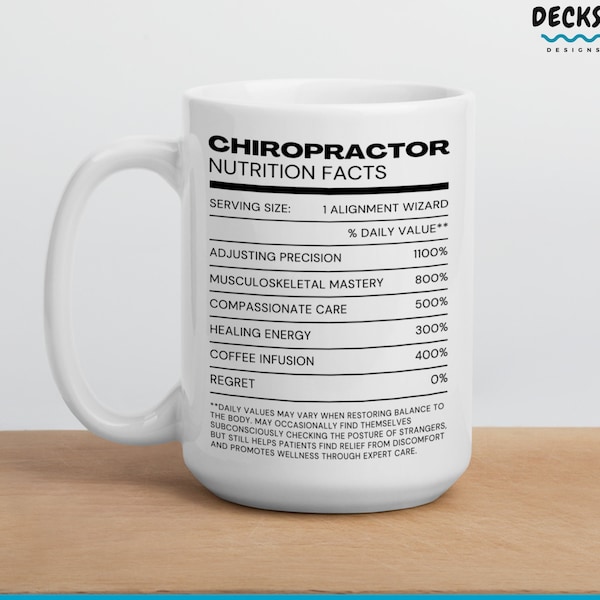 Chiropractor Nutritional Fact Mug, Custom Chiropractic Gift, Spine Doctor Gift, Chiro Squad Grad Coffee Mug, Funny Medical Assistant Gift