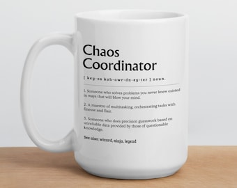 Chaos Coordinator Definition Mug, Custom Office Manager Gift, Coworker Administrator  Birthday Gift, Work Coffee Cup, Funny Boss Admin Staff