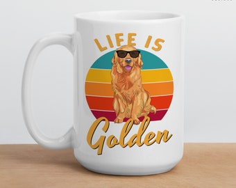 Golden Retriever Mug, Golden Retriever Mom Gift, Personalised Dog Dad Custom Coffee Mug Text, Dog Owner Gift, Dog Lover Present, 11 Oz 15 Oz