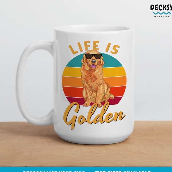 Golden Retriever Mug, Golden Retriever Mom Gift, Personalised Dog Dad Custom Coffee Mug Text, Dog Owner Gift, Dog Lover Present, 11 Oz 15 Oz