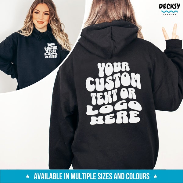 Custom Text Hoodie, Personalized Sweatshirt, Front Back Print Tee, Custom Words On Back, Business Logo Tshirt, Custom Pocket Printed Shirt