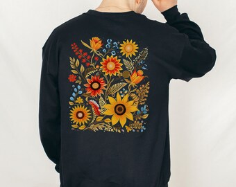 ZYXTIM Sunflower Sweatshirts For Women - Cute Printed Fleece Pullover Long Sleeve Tops, Plus Size Available