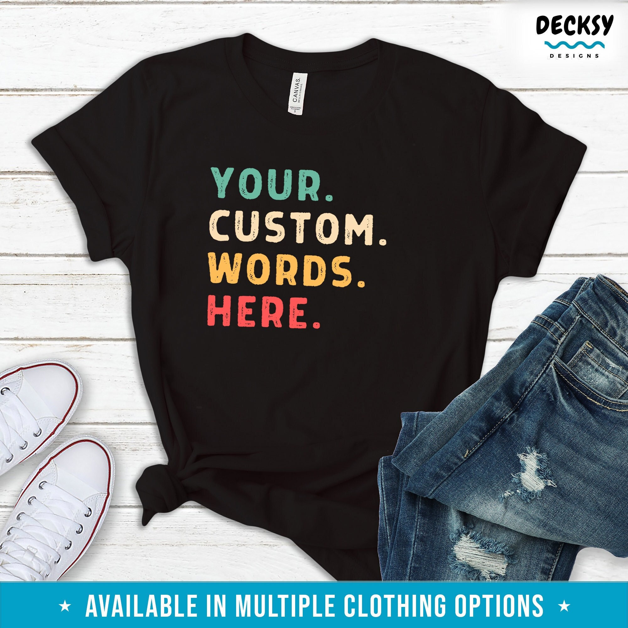 Custom Retro Text Shirt, Your Text Here T-shirt, Personalised Gift for ...
