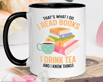Book Lover Mug, Personalised Reading Gift For Tea Drinker, Librarian Mom Gifts, Tea Lover Gift Book Lover, Reader Gift Men, Mothers Day Mug
