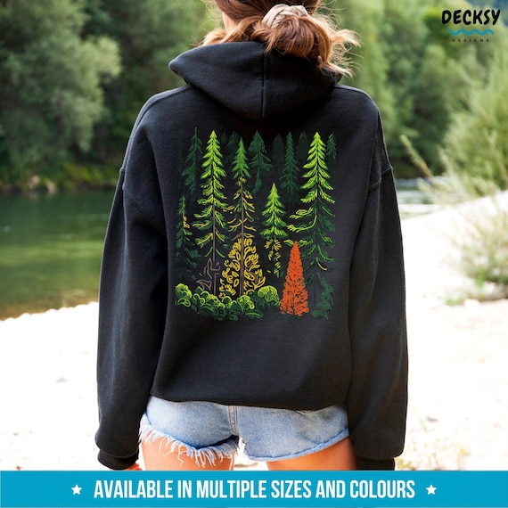 Forest Sweatshirt, Folklore Hoodie, Hiking Shirt, Pine Tree Sweater, Forestcore Clothing For Women, Camping Pullover, Nature Graphic Tees
