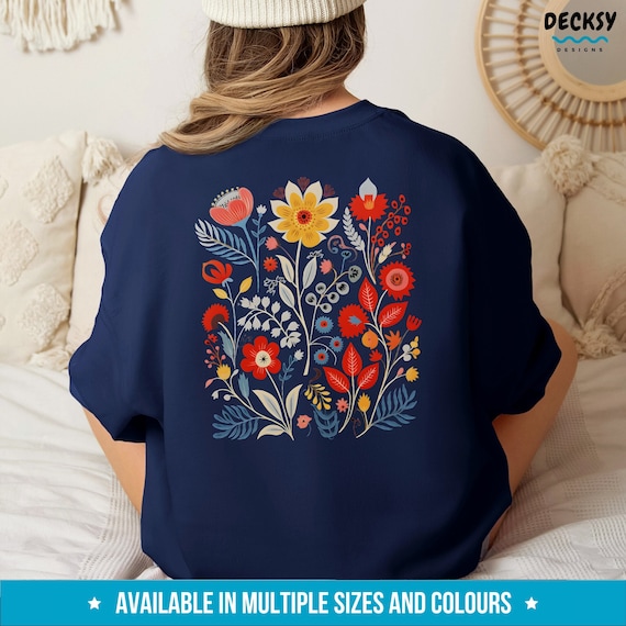 Flower Sweatshirt, Floral Hoodie, Pressed Flower Shirt, Botanical Sweater, Cottagecore Aesthetic Outfit, Gardening Gift, Back Print Clothing