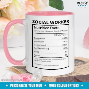 Taza de trabajador social personalizada, regalo para trabajo social, maestro en trabajo social, regalo de graduación de MSW, trabajo social escolar, regalo de agradecimiento al trabajador social