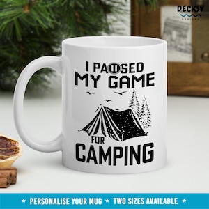 Funny Gamer Mug, Video Game Gift, Custom Camping Lover Mug, Funny Video Game Mug, Personalised Gaming Gift, Gamer Coffee Cup, Camper Gift