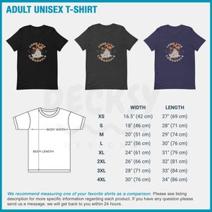 May include: Three adult unisex t-shirts in black, charcoal, and navy blue. Each shirt features a graphic of a ghost wearing a cowboy hat with the text "LONG LIVE COWGHOULS". A size chart shows shirt measurements in inches and centimeters.