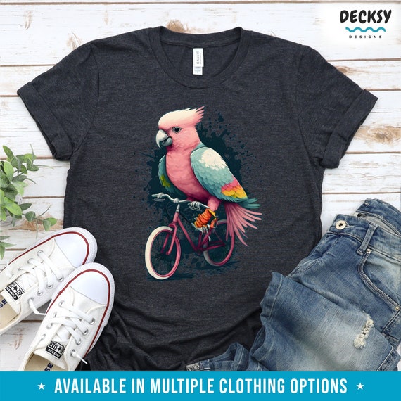 Galah Cockatoo Shirt, Cyclist Gift, Bike Rider Hoodie, Bicycle Sweatshirt, Funny Galah Bird Cycling Sweater, Pink Grey Parrot Lover Tee