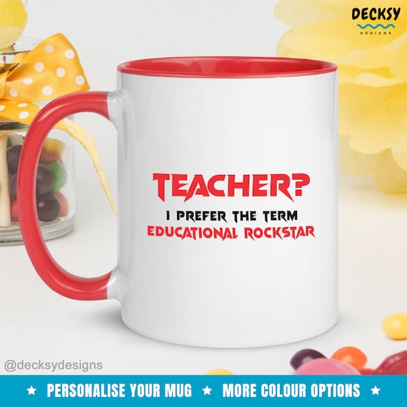 Funny Teacher Mug, Custom Gift For Teacher, Educational Rockstar School Teacher Coffee Cup, Personalised Teacher Appreciation Thank You Gift