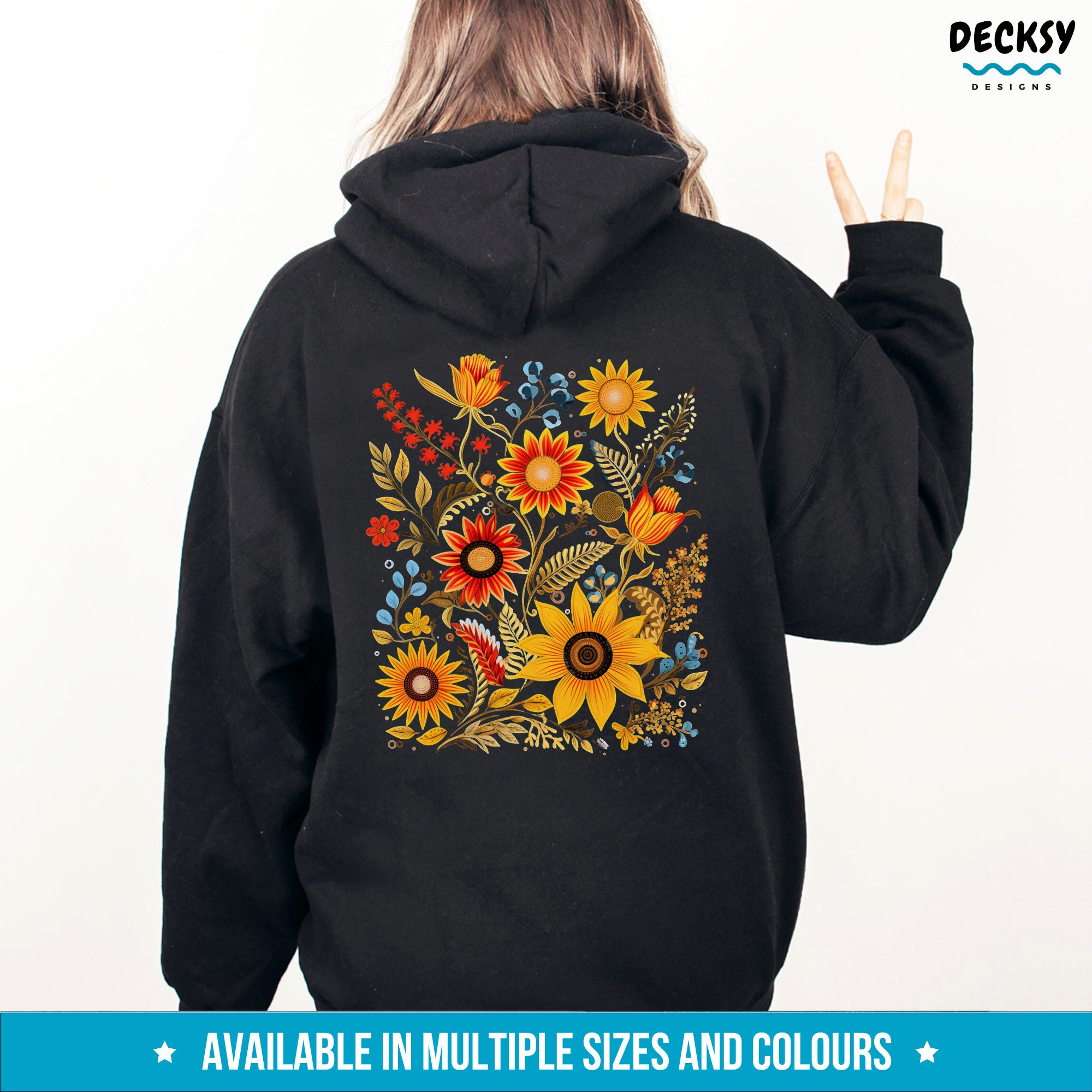 Sunflower Hoodie, Flower Sweatshirt, Floral Gift for Her