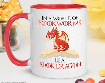 Book Lover Mug, Gift For Bookworm, Book Dragon Mug, Reader Gift Mug, Funny Gift For Book Reader, Book Club Coffee Mug, Reading Gift For Her
