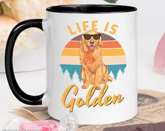 Golden Retriever Tasse, Geschenk für neuen Hundebesitzer, individuelles Geschenk für Hundezüchter, Golden Retriever Mutter, bunte Kaffeetassen, Hundeschnauze, einzigartige Kaffeetasse