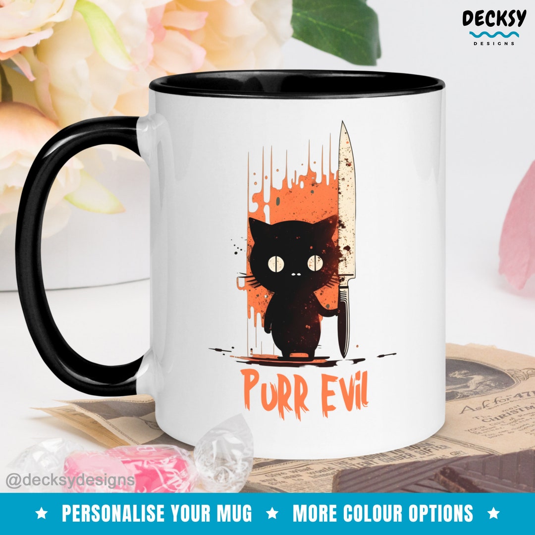 Purr Evil Cat Mug, Custom Cat Lover Gifts, Personalised Cute Cat