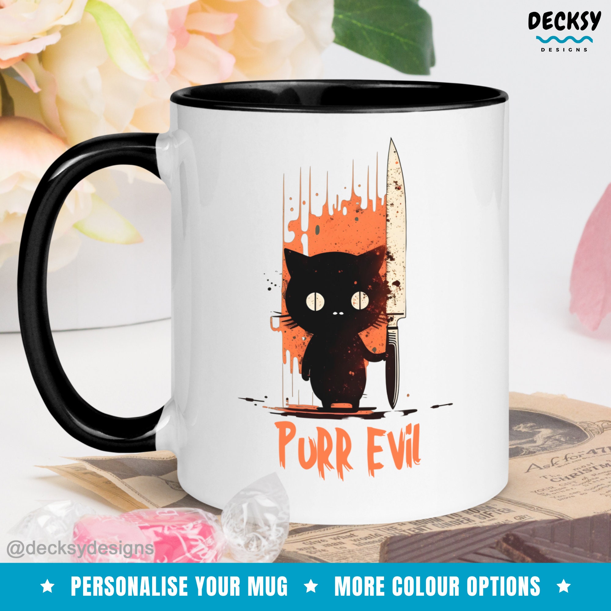 Purr Evil Cat Mug, Custom Cat Lover Gifts, Personalised Cute Cat