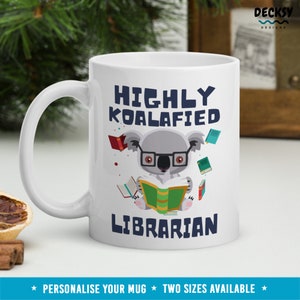 Taza de bibliotecario, regalo divertido para maestros de biblioteca, taza de café de bibliotecario escolar personalizada, agradecimiento al maestro, cumpleaños del asistente de biblioteca, graduación