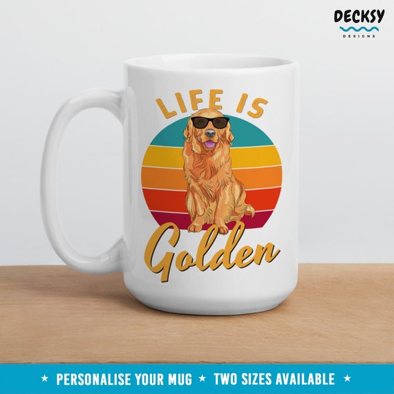 Golden Retriever Mug, Golden Retriever Mom Gift, Personalised Dog Dad Custom Coffee Mug Text, Dog Owner Gift, Dog Lover Present, 11 Oz 15 Oz