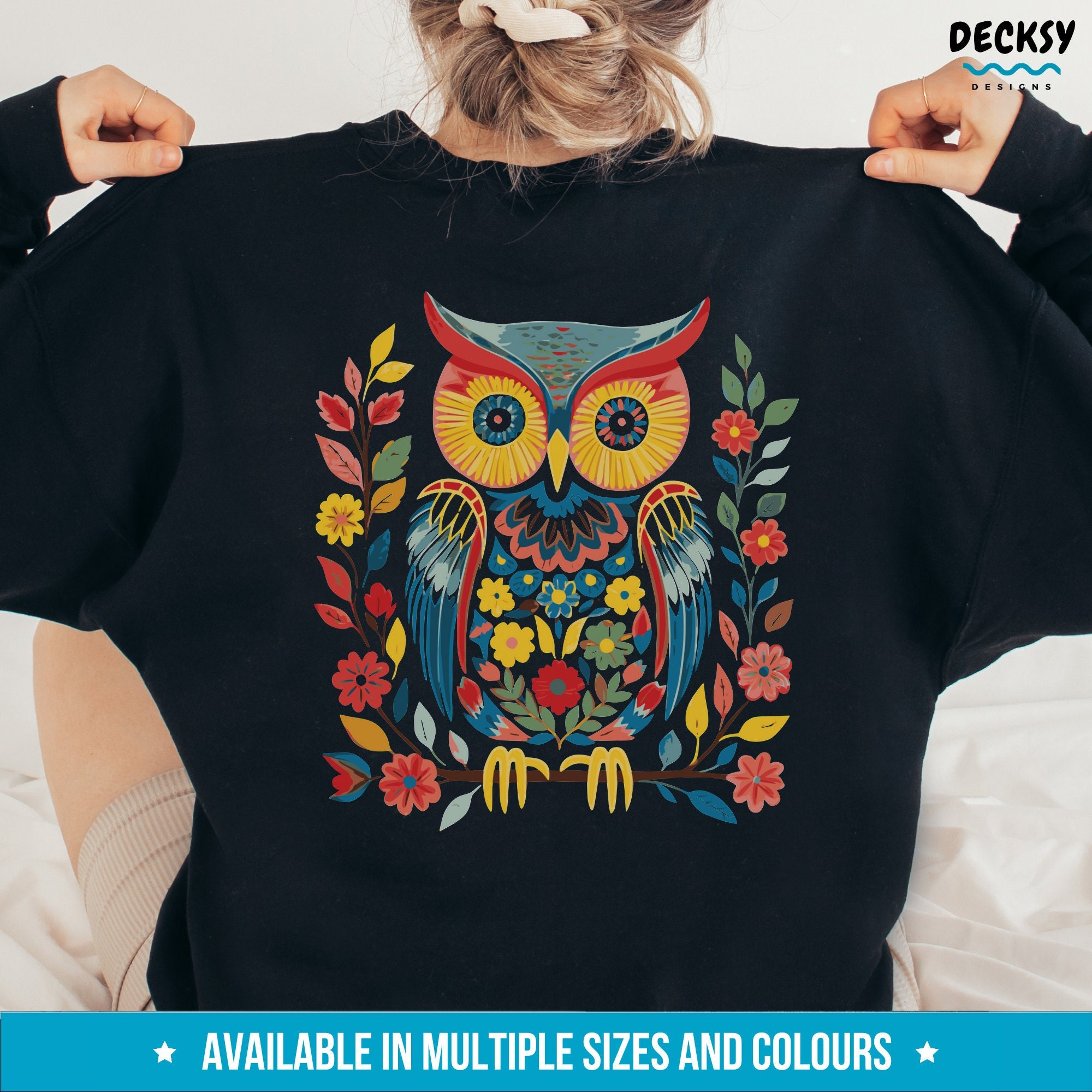 トップス Owl Owl Sweatshirt, Gift for Owl Lover, Back Print Hoodie, Cute Owl