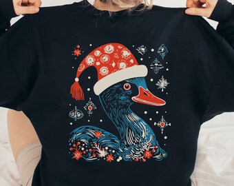 Christmas Goose Sweatshirt, Cute Duck Hoodie, Gift For Goose Lover, Goose Xmas Sweater, Silly Holiday Gift, Ugly Goose Shirt, Goose Birthday