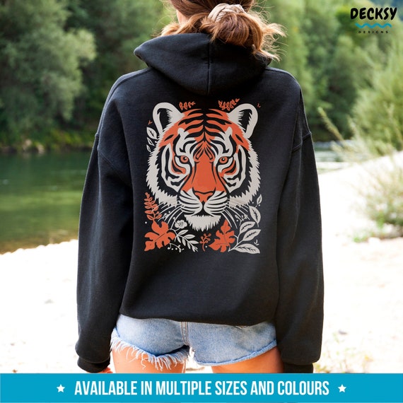 Tiger Sweatshirt, Wild Nature Tshirt, Tiger Lover Gift, Tiger Face Shirt, Tiger Hoodie, Floral Tiger Tee Tiger Sweater, Forest Animal Tshirt