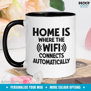 Taza de café Wifi, regalo para nuevo propietario de vivienda, taza de inauguración de la casa, taza de texto personalizada, regalo personalizado, regalo para nuevo propietario de vivienda, regalo divertido para jugadores de computadora