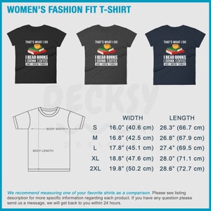 May include: A size chart for women's t-shirts with measurements in inches and centimeters. The chart shows the width and length of the shirts in sizes S, M, L, XL, and 2XL.