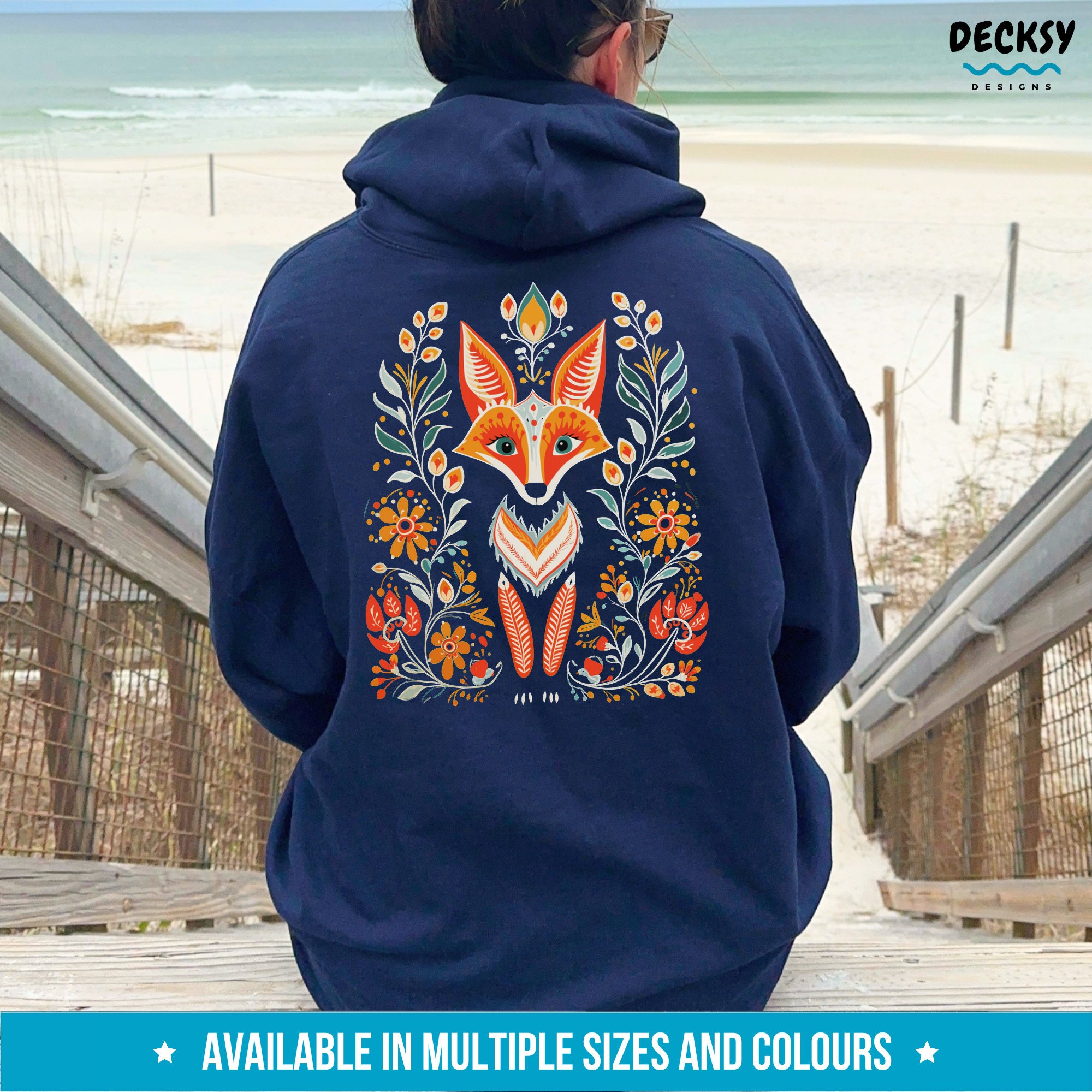 Floral Fox Hoodie, Gift for Fox Lover, Cute Fox Sweatshirt