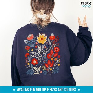 Flower Sweatshirt, Floral Hoodie, Pressed Flower Shirt, Botanical Sweater, Cottagecore Aesthetic Outfit, Gardening Gift, Back Print Clothing image 9