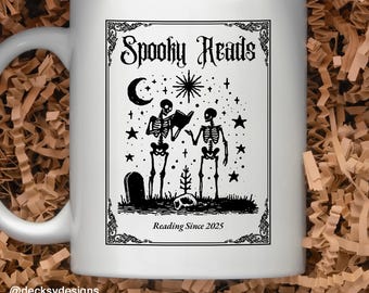 Spooky Reads Ghost Library Coffee Mug - Custom Book Lover Gift