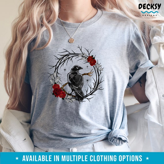 Raven Shirt, Crow Gift Shirt, Gothic Raven T Shirt, Mystic Sweatshirt, Goth Bird Occult Tee, Witchy Hoodie, Dark Academia Ravencore Gift
