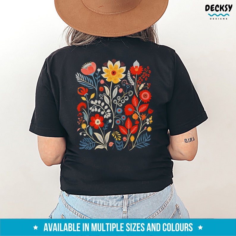Flower Sweatshirt, Floral Hoodie, Pressed Flower Shirt, Botanical Sweater, Cottagecore Aesthetic Outfit, Gardening Gift, Back Print Clothing image 2