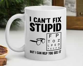 Tazza Optometrista, Regalo per Optometrista, Tazza Divertente per Studenti di Optometria, Regalo per Ottico, Regalo per Chirurgo Oculista, Regalo per Tecnico Oftalmico