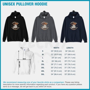 May include: Unisex pullover hoodies in black, charcoal gray, and navy blue, each featuring a graphic of a ghost wearing a cowboy hat with the text "LONG LIVE COWGHOULS." Size chart includes measurements from S to 5XL, with widths ranging from 20" to 34".