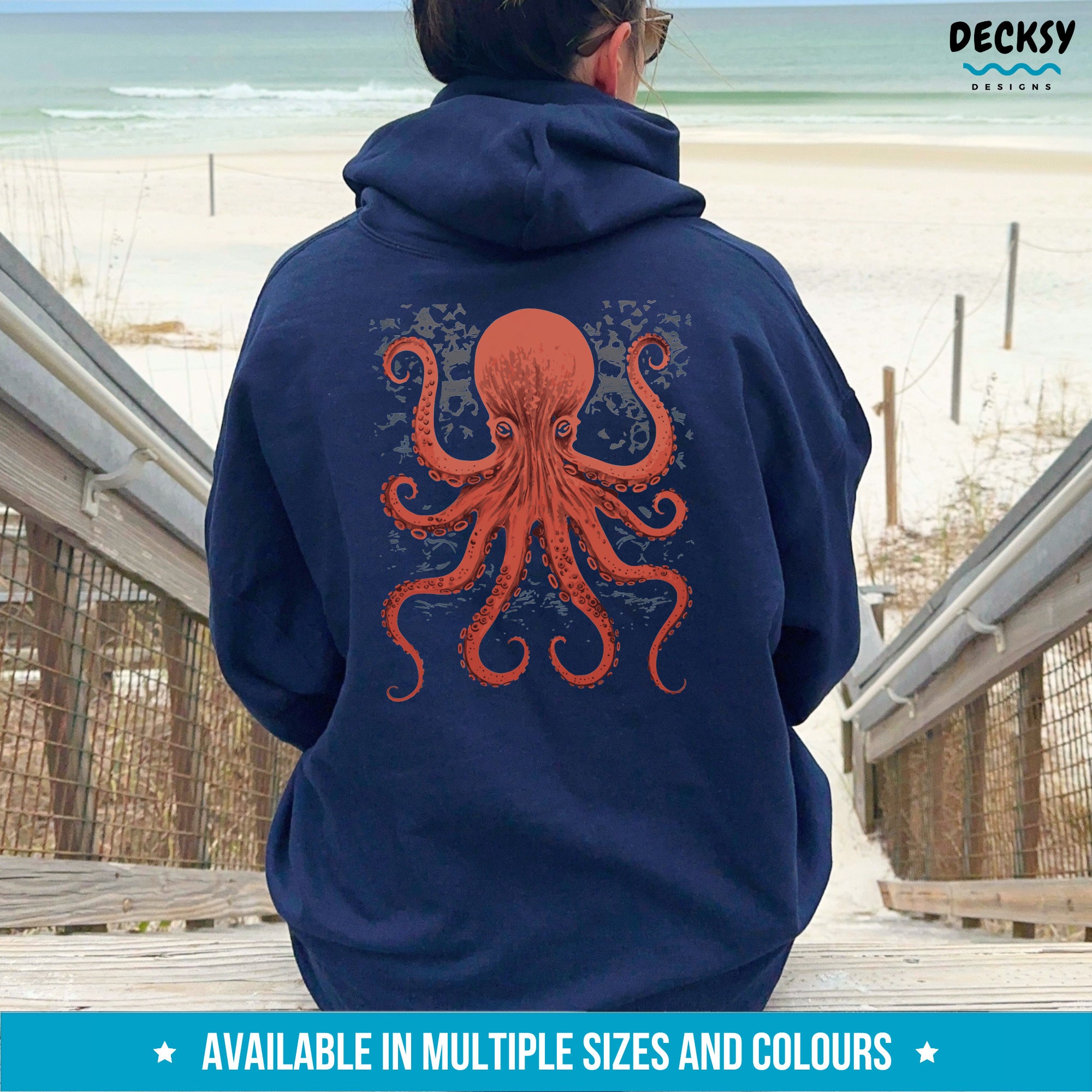 Octopus Hoodie, Octopus Lover Gift, Octopus Shirt, Beach