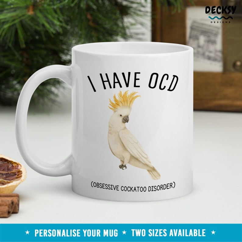Taza de cacatúa divertida, regalo personalizado para amantes de las aves, taza de mamá pájaro, regalo de papá pájaro, cacatúa de cola amarilla australiana, taza de observación de aves, ornitólogo imagen 9