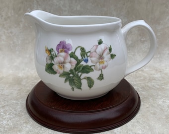 Vintage Pansy Gravy Boat Sauce Pitcher Creamer by Noritake "GOURMET GARDEN" Botanical Pansies