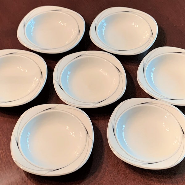 Mikasa Caviar Rim Fruit / Dessert / Sauce Bowls Black and White Fine China Dinnerware Set of 6 or 1 Replacement (7 available)