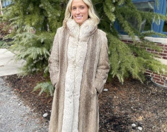 Vintage Full Length Russell Taylor Signature Faux Fur Coat, Small