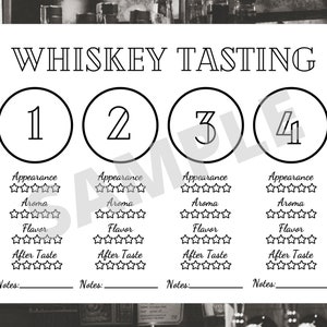 WHISKEY Tasting Tischset - Druckbare Whisky Tasting Scorecard - Tischset - Trinkspiele - Druckbare Whisky Scorecards - Instant Download