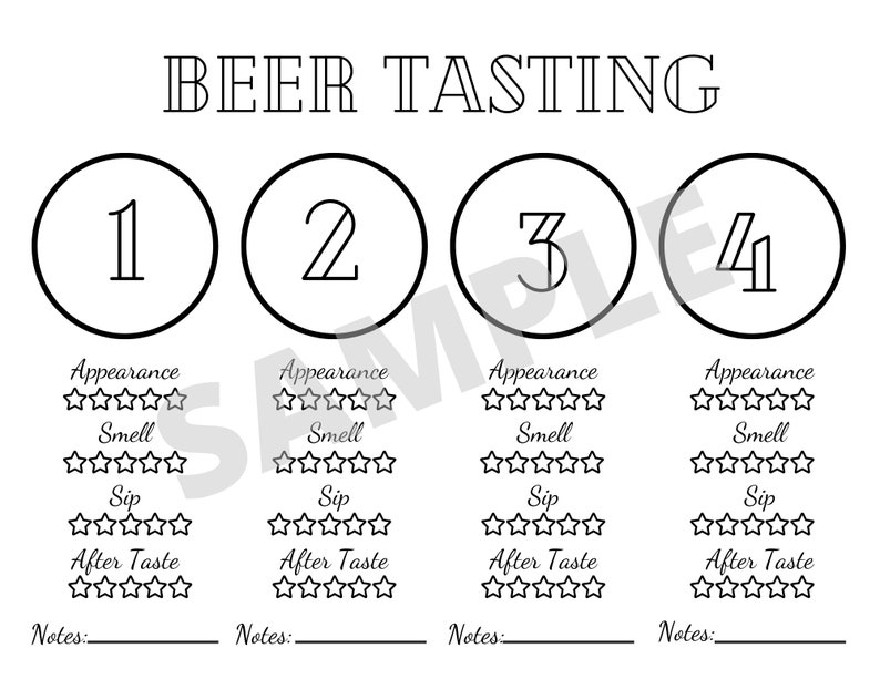 BEER Tasting Placemat Printable Beer Tasting Scorecard Etsy
