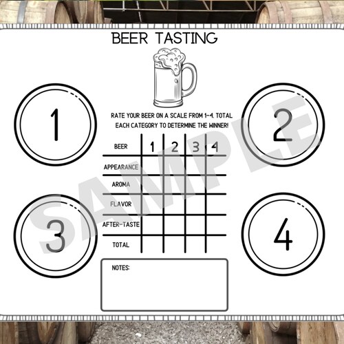 BEER Tasting Placemat Printable Beer Tasting Scorecard Etsy