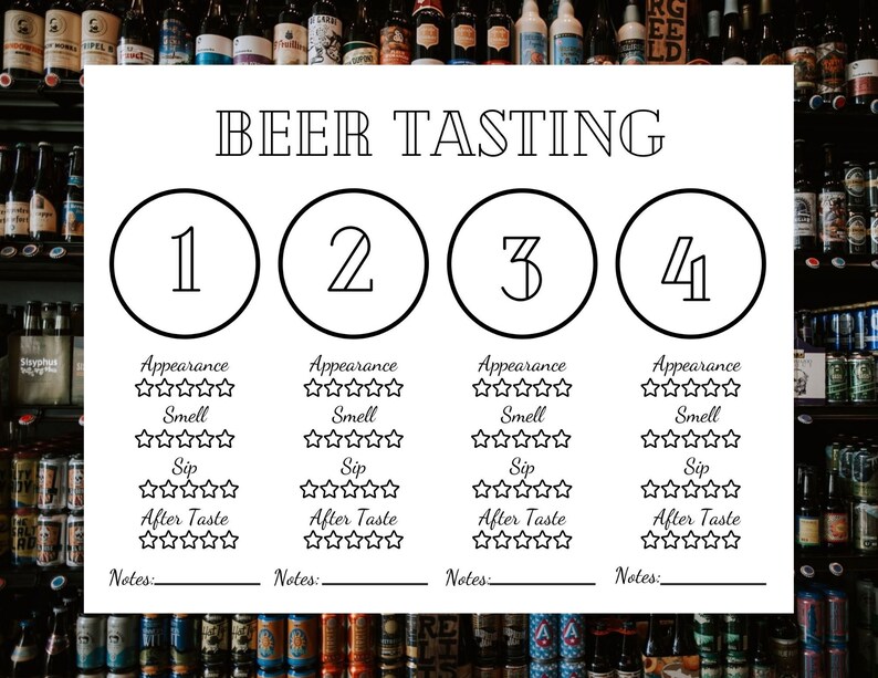 Beer Tasting Placemat Printable Beer Tasting Scorecard Etsy