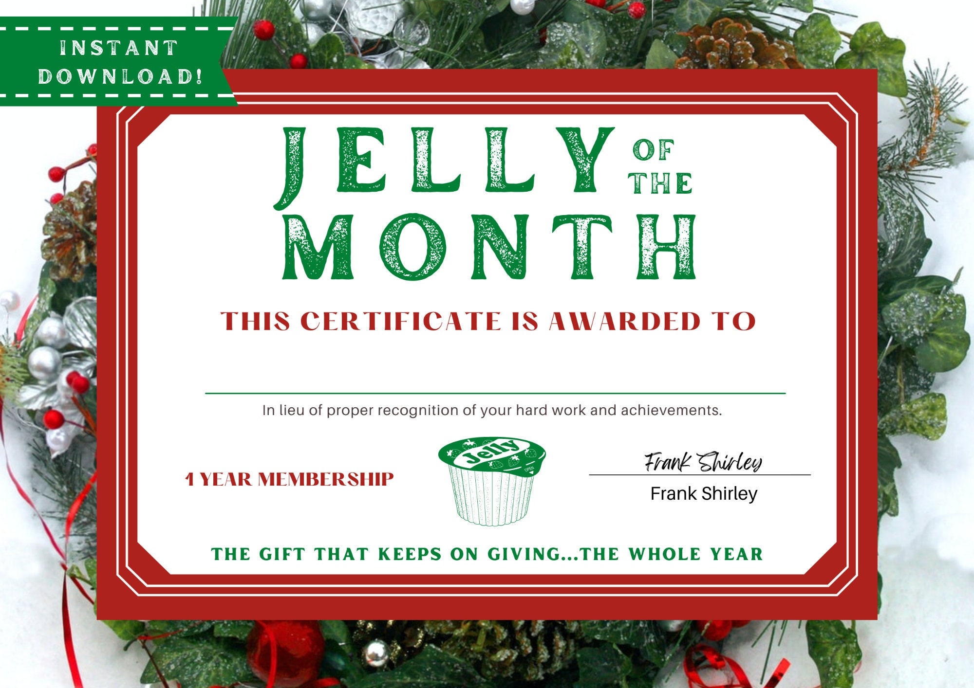 Jelly Of The Month Club PRINTABLE Clark Griswold Certificate Jelly Of Jelly Of The Month Club PRINTABLE Clark Griswold Certificate Jelly Of