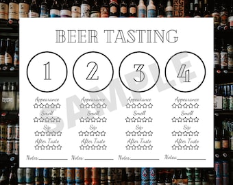 BEER Tasting Placemat - Printable Beer Tasting Scorecard - Beer Placemat - Drinking Games - Printable Beer Scorecards - PDF Instant Download