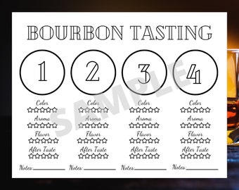 Tovaglietta degustazione BOURBON - Scorecard degustazione Bourbon stampabile - Tovaglietta Bourbon - Segnapunti Bourbon stampabili - Download istantaneo PDF