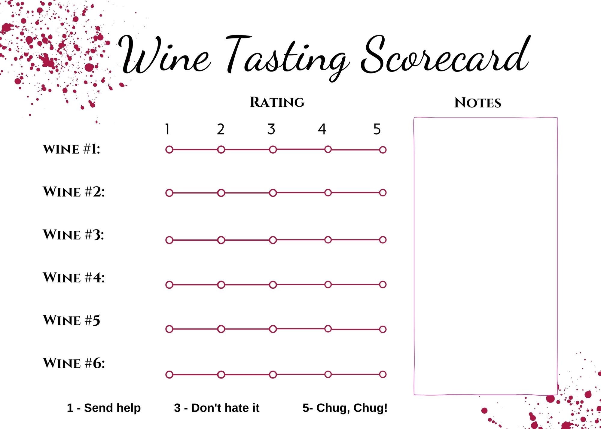 Wine Tasting Printables