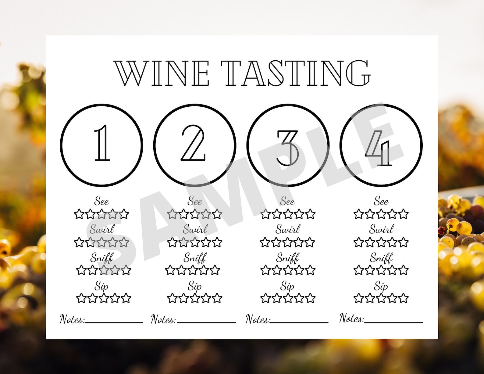 WINE Tasting Placemat - Printable Wine Tasting Scorecard - Wine ...